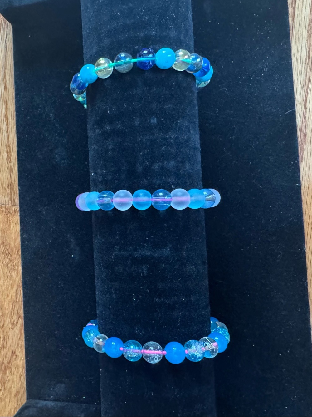 Kids Blue Beaded Stretch Bracelet Set - Sparkle Mix
